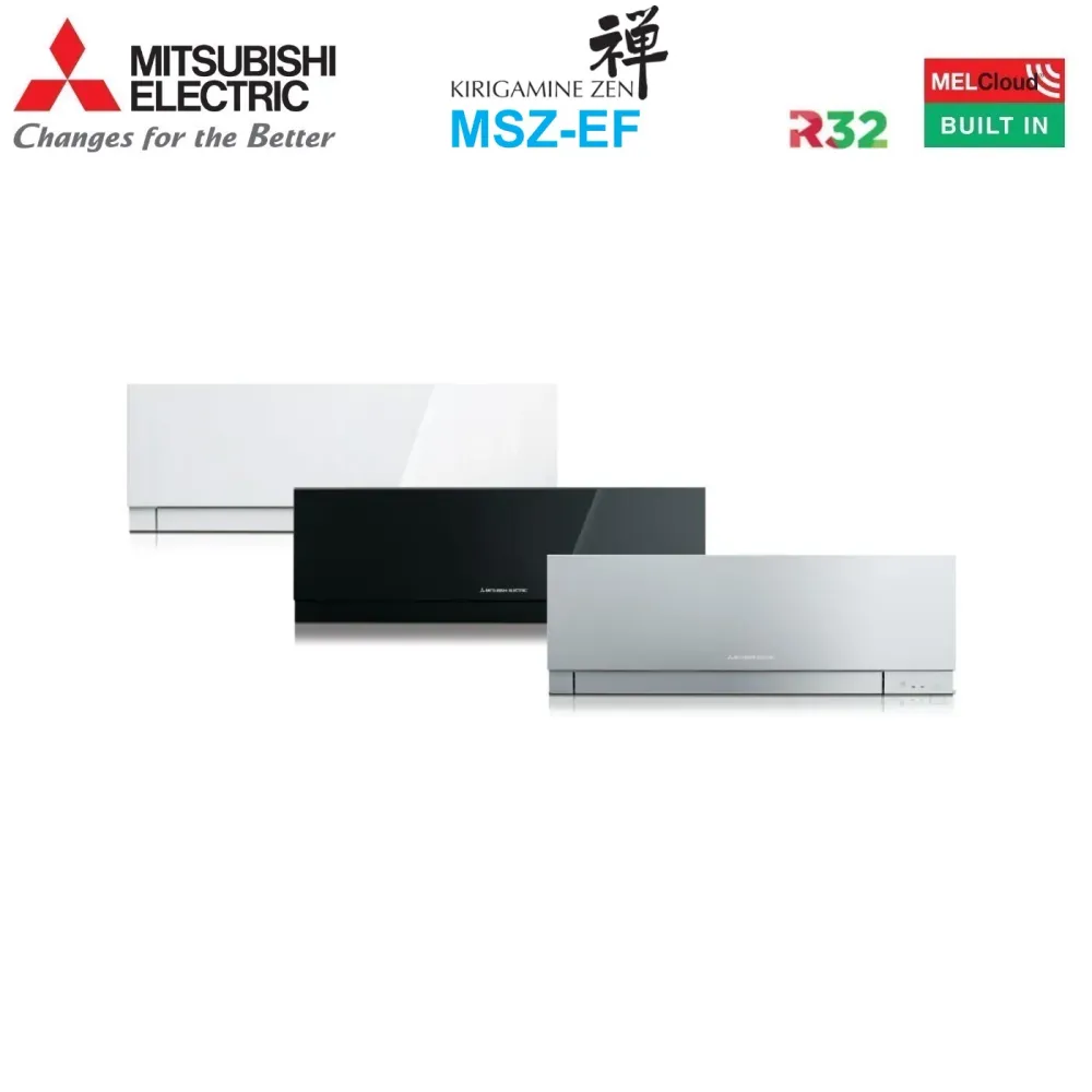 Unità Interna Parete Mitsubishi Electric Kirigamine Zen Black 18000 Btu MSZ-EF50VGKB R-32 Wi-Fi Integrato