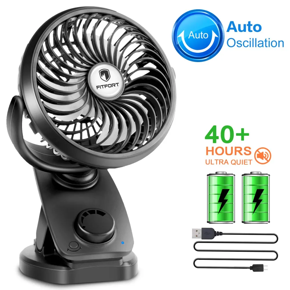 USB Clip Ventilatore da Tavolo Portatile Batteria - Rotazione 2019
