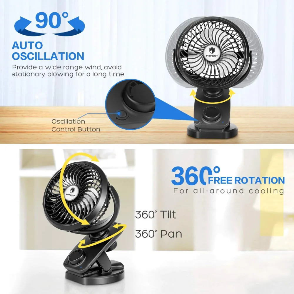 USB Clip Ventilatore da Tavolo Portatile Batteria - Rotazione 2019