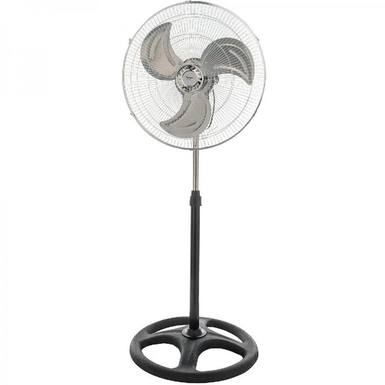 Ventilatore 3In1 Piantana Tavolo Parete Acciaio Cromato Base Tonda 60W Ø 52Cm