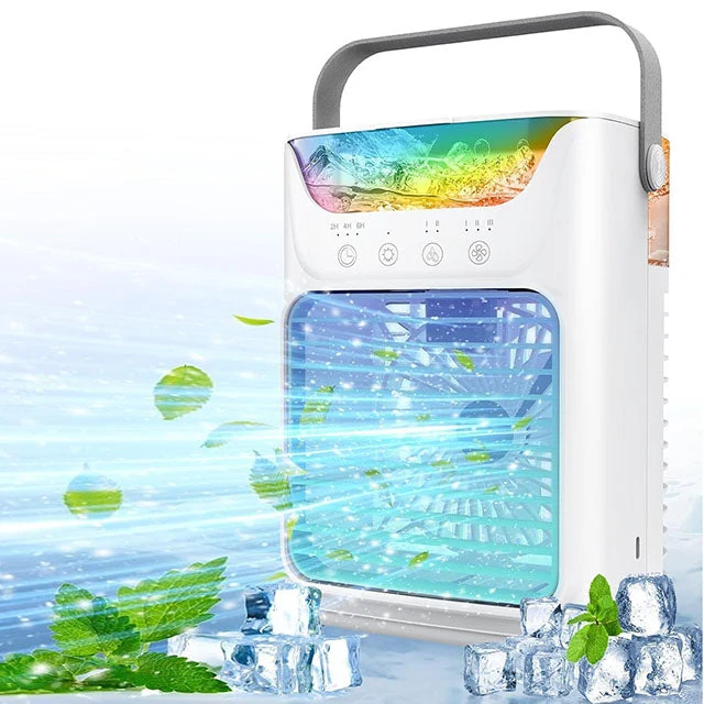 Ventilatore portatile con 3 velocità e illuminazione LED colorata