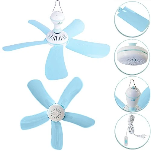 Ventilatore Soffitto 15W 5 Pale Vento Freddo Gancio Appendere Per Caldo Estate