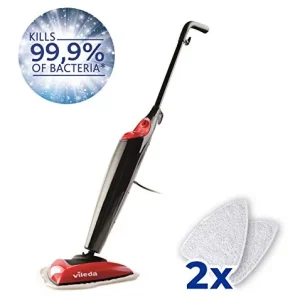 Vileda Steam Scopa Vapore con 2 Panni Microfibra, Filo di 6 m, per Pavimenti, per Parquet, per Tappeti, 1550 W, 0.4 Litri,...