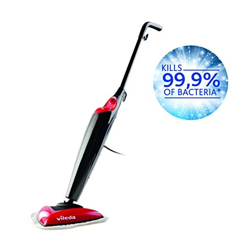 Vileda Steam Scopa Vapore con 2 Panni Microfibra, Filo di 6 m, per Pavimenti, per Parquet, per Tappeti, 1550 W, 0.4 Litri,...