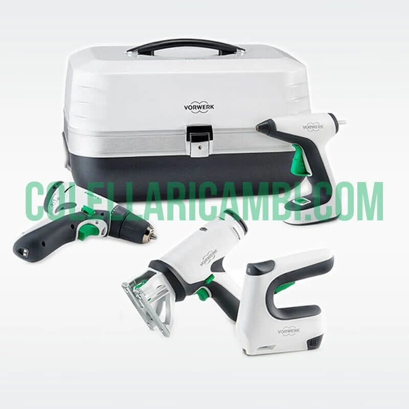 Vorwerk Folletto Twercs T100 ST: Seghetto, Pistola Incollatrice Caldo, Trapano Avvitatore e Graffatrice