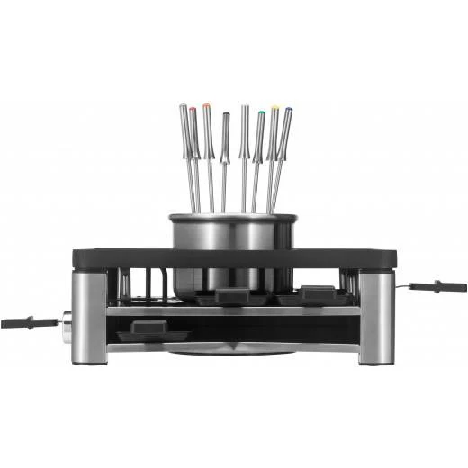 WMF Combo Raclette Lumero 0415480011 – 8 persone, 1800 W, piastra grill alluminio pressofuso – nero/acciaio inossidabile