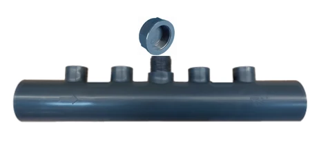 Collettore di misurazione e iniezione tubo 50 mm con 4 buchi 1 1/2 pollici con raccordo 3/4' flowswitch + tappo 3/4 pollic...