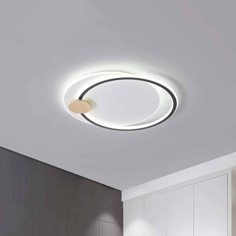 Apparecchio da soffitto doppio cerchio nero/grigio Acrilico minimalista da 16,5"/20,5" di larghezza Illuminazione da incas...