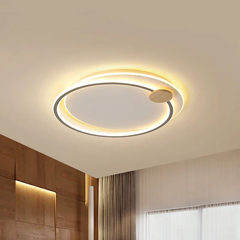 Apparecchio da soffitto doppio cerchio nero/grigio Acrilico minimalista da 16,5"/20,5" di larghezza Illuminazione da incas...