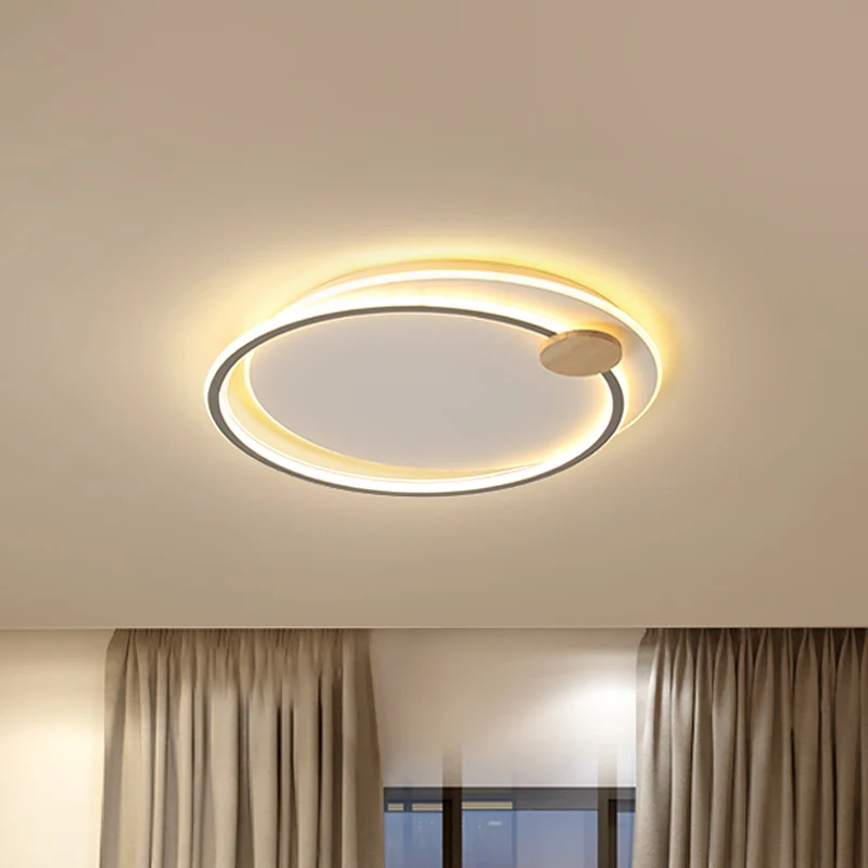 Apparecchio da soffitto doppio cerchio nero/grigio Acrilico minimalista da 16,5"/20,5" di larghezza Illuminazione da incas...