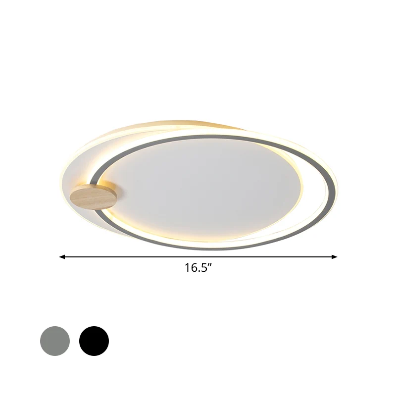 Apparecchio da soffitto doppio cerchio nero/grigio Acrilico minimalista da 16,5"/20,5" di larghezza Illuminazione da incas...