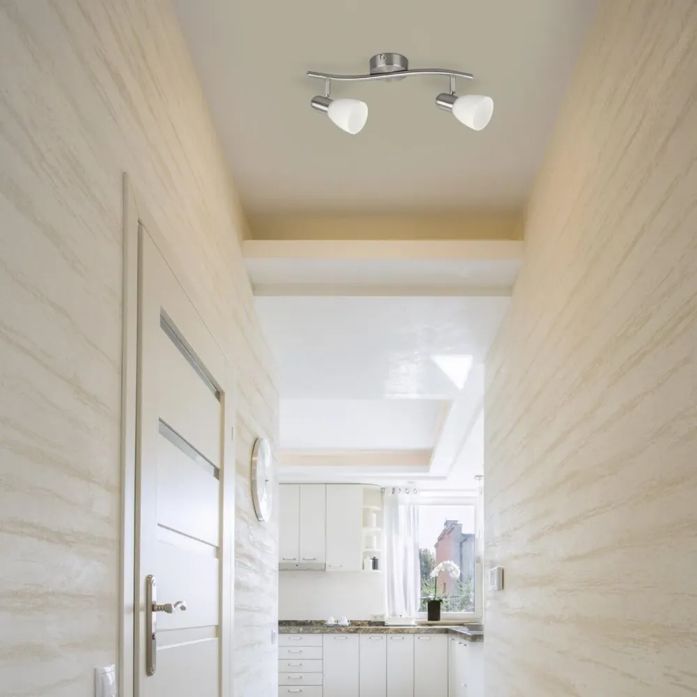 Classic Double Ceiling Lamp Adjustable Direction IP20 2x 40W 2x E14 Sturdy Cristallo Steel