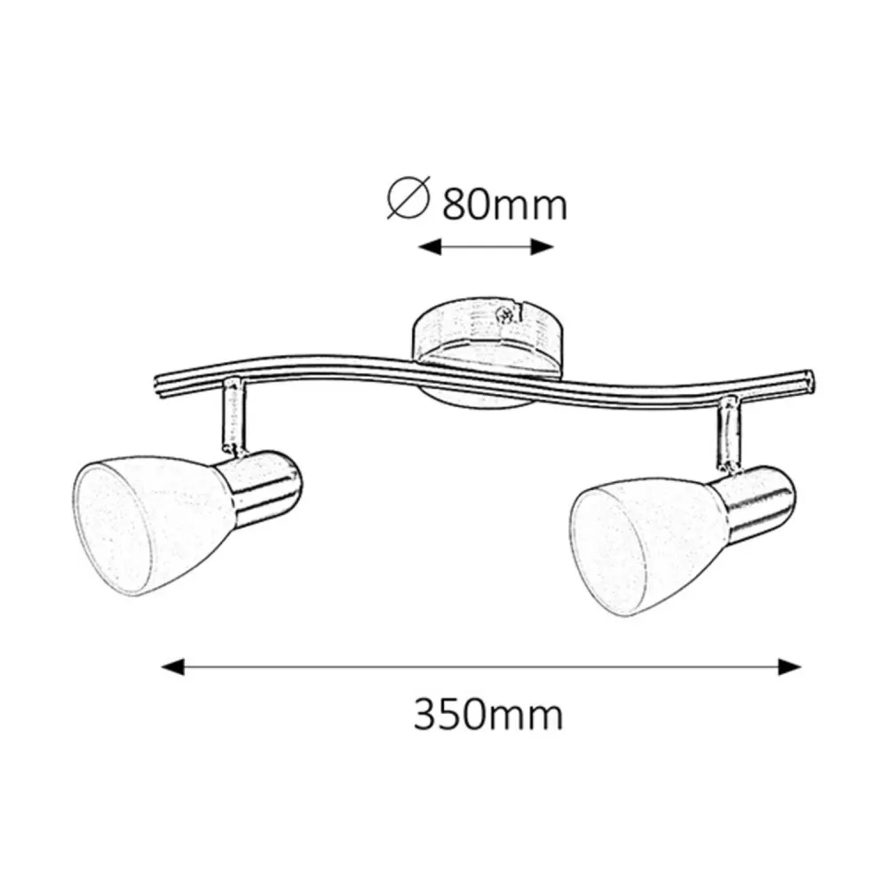 Classic Double Ceiling Lamp Adjustable Direction IP20 2x 40W 2x E14 Sturdy Cristallo Steel