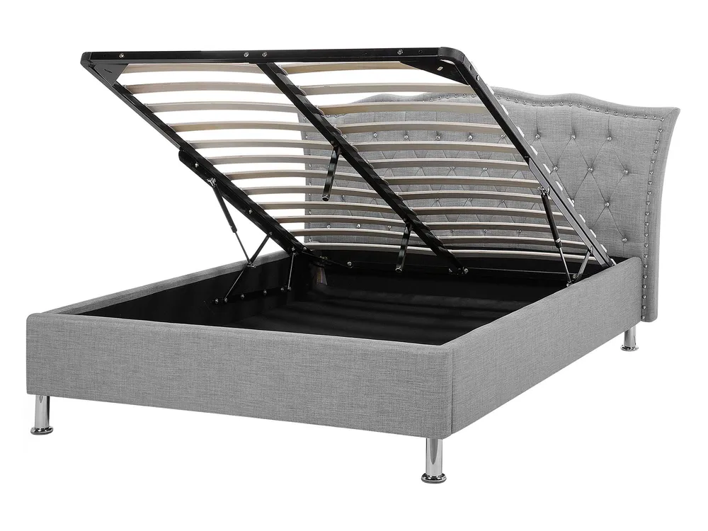 Fabric EU Doppio Size Ottoman Bed Grey METZ | Consegna e Installazione Incluse