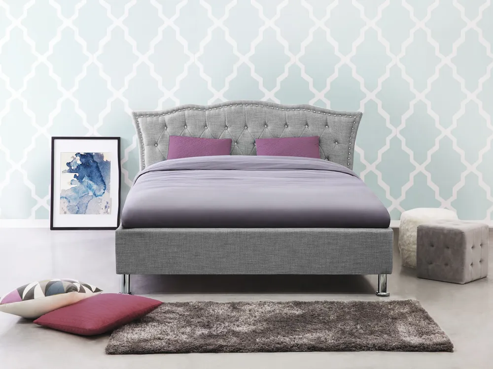 Fabric EU Doppio Size Ottoman Bed Grey METZ | Consegna e Installazione Incluse