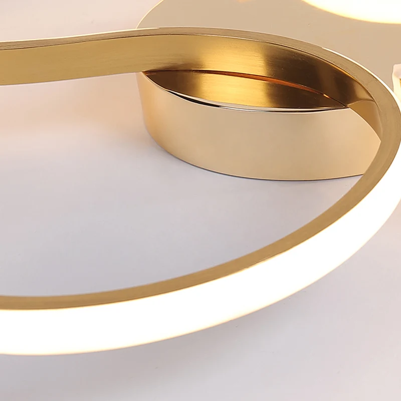Lampada da incasso doppia forma S. Basilare plafoniera LED acrilico dorato con luce calda/bianca