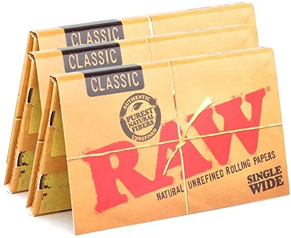 RAW Classic Double Single Esteso Rolling Papers (100 sheets per pack)