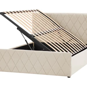 Velvet EU Double Size Ottoman Bed Beige ROCHEFORT