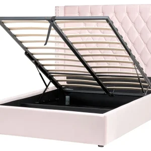 Velvet EU Double Size Ottoman Bed Pink LUBBON