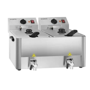 friggitrice elettrica bergman BASICLINE con 2 pozzetti 10 l e rubinetto di scarico 65762