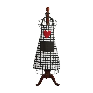 Grembiule da cucina cotone Cuore nero bianco rosso Set da 6