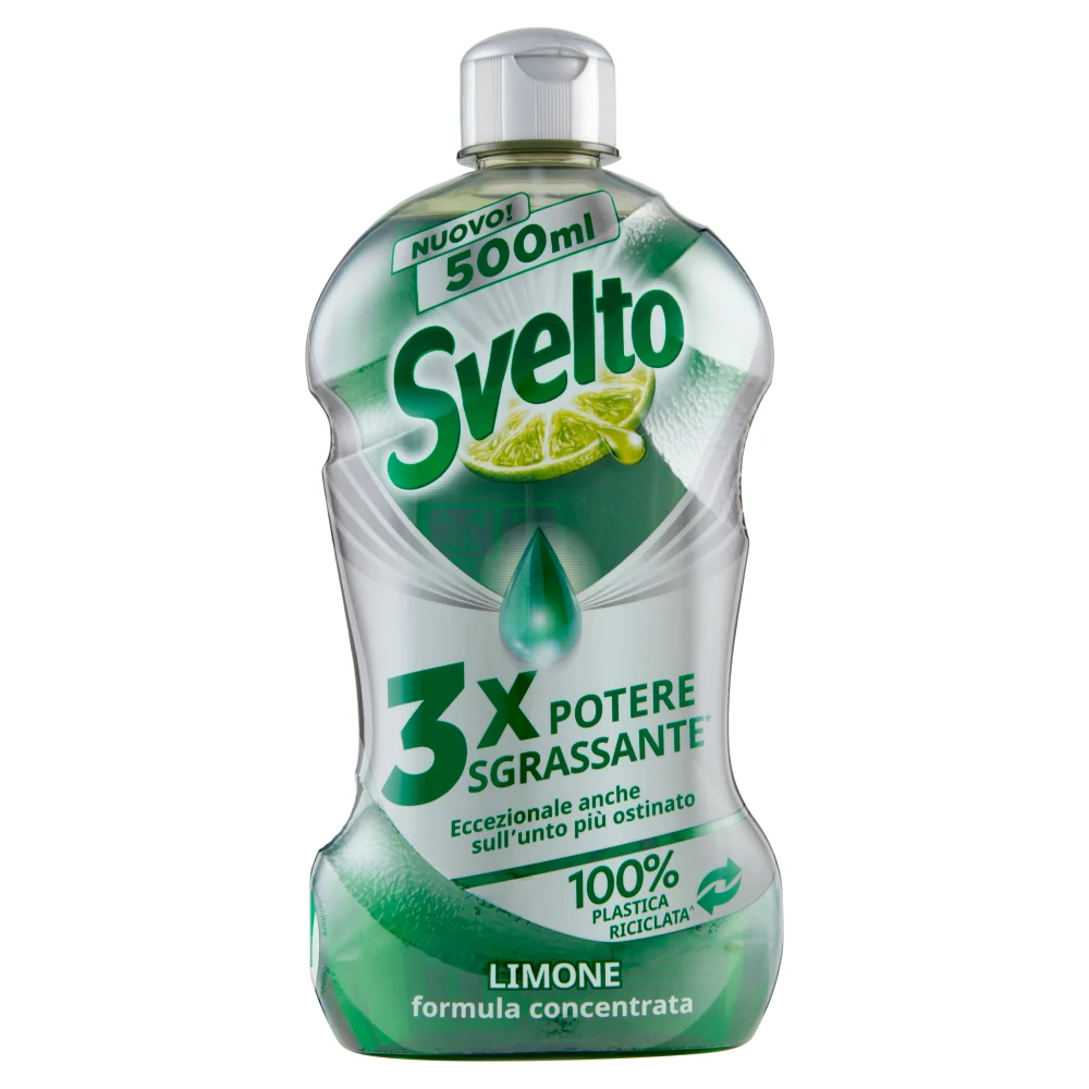 Svelto Limone Detersivo Piatti Concentrato 500ml | Con Vero Succo Limone, Rimuove Grasso Ostinato, Schiuma Ricca, Piatti B...