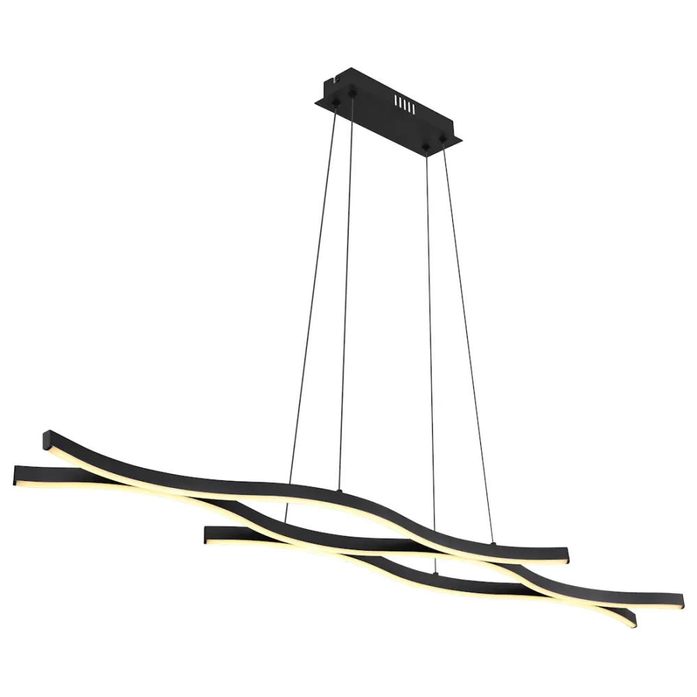 Lampadario LED 35W Geronimo, 108×18 cm, Luce Calda 3000K, Design Moderno Metallo Nero Opaco