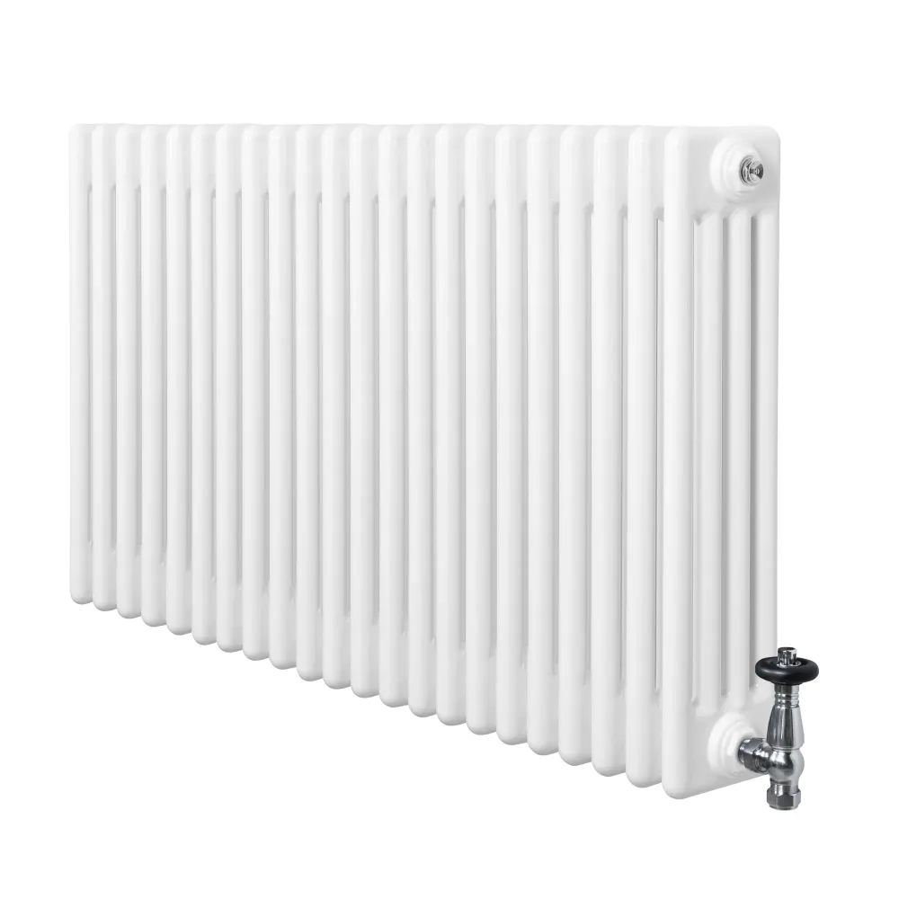 Radiatore Tradizionale 4 Colonne Orizzontale & Valvole 600 x 1010 mm - Bianco