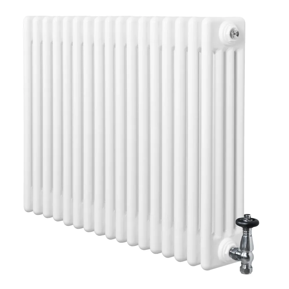 Radiatore Tradizionale 4 Colonne Orizzontale & Valvole 600 x 785 mm Bianco