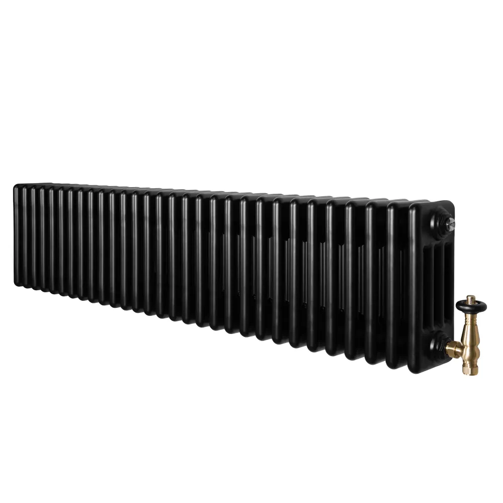 Radiatore Tradizionale 4 Colonne & Valvole – 300 x 1370 mm – Nero