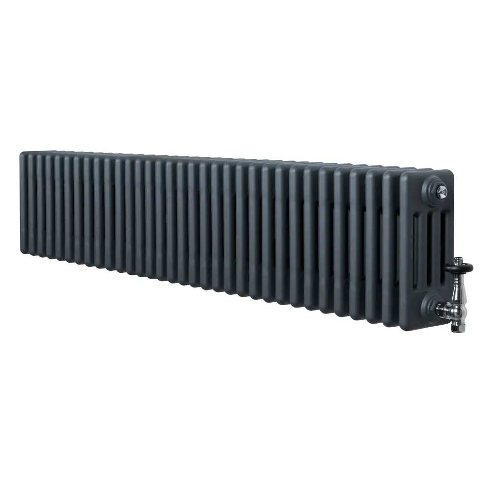 Radiatore Tradizionale 4 Colonne & Valvole – 300 x 1505 mm – Grigio Antracite