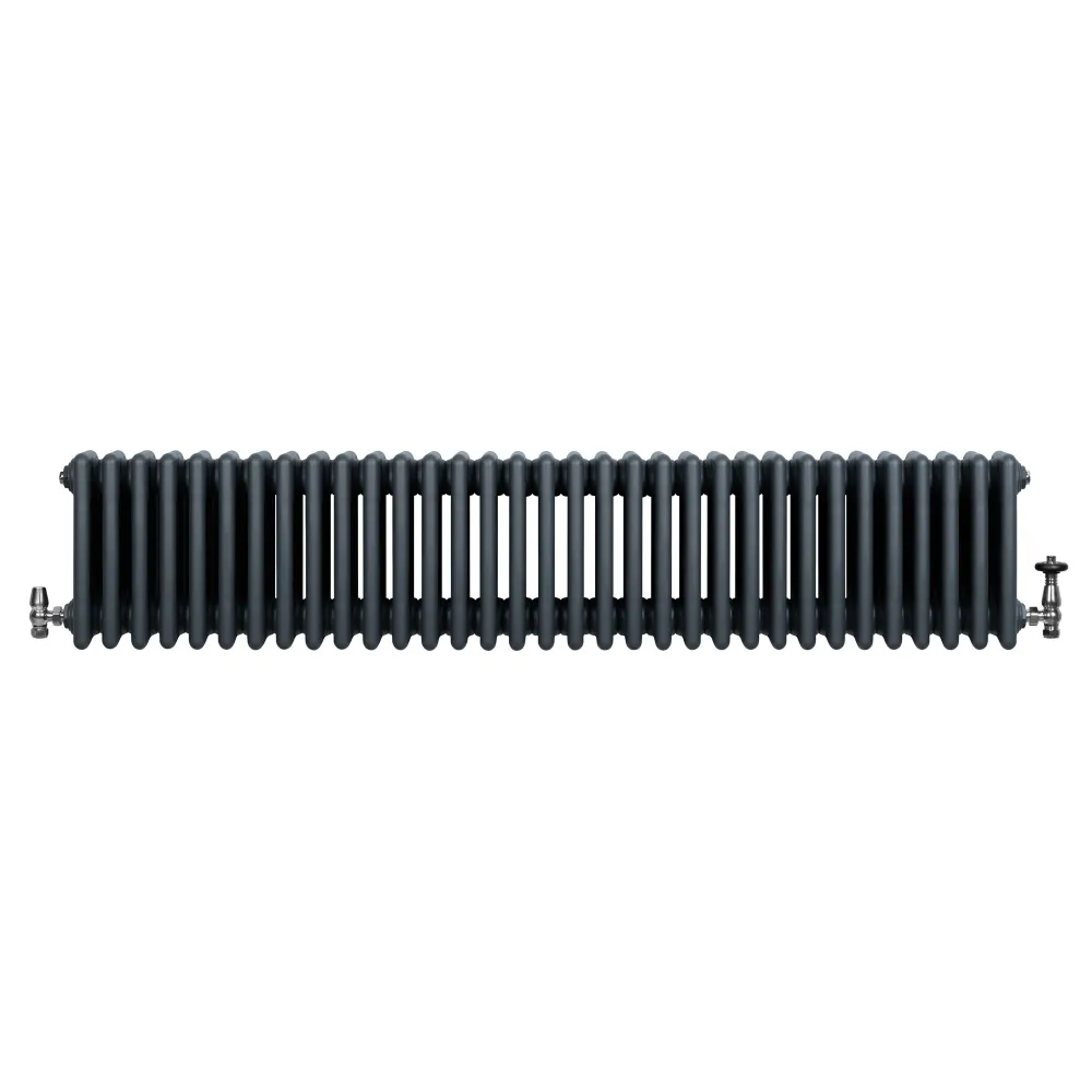 Radiatore Tradizionale 4 Colonne & Valvole – 300 x 1505 mm – Grigio Antracite