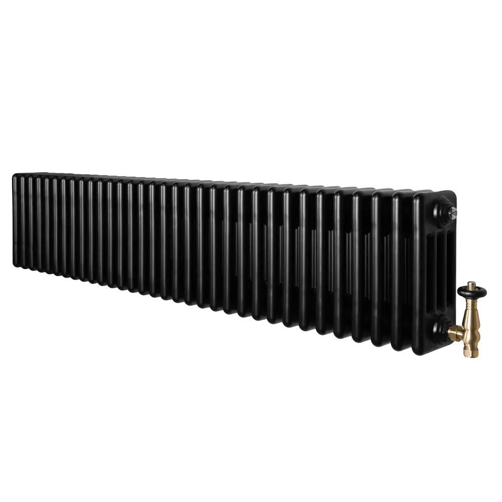 Radiatore Tradizionale 4 Colonne & Valvole – 300 x 1505 mm – Nero