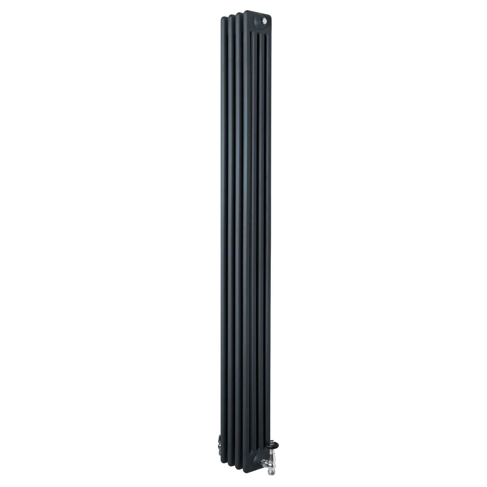 Radiatore Tradizionale 4 Colonne Verticale & Valvole 1800 x 200 mm - Grigio Antracite