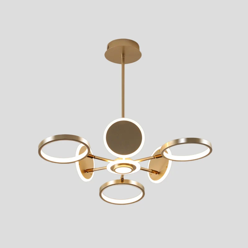 Lampadario metallo ad anello regolabile Lampadario contemporaneo soffitto LED nero / oro 6 lampadine per sala da pranzo