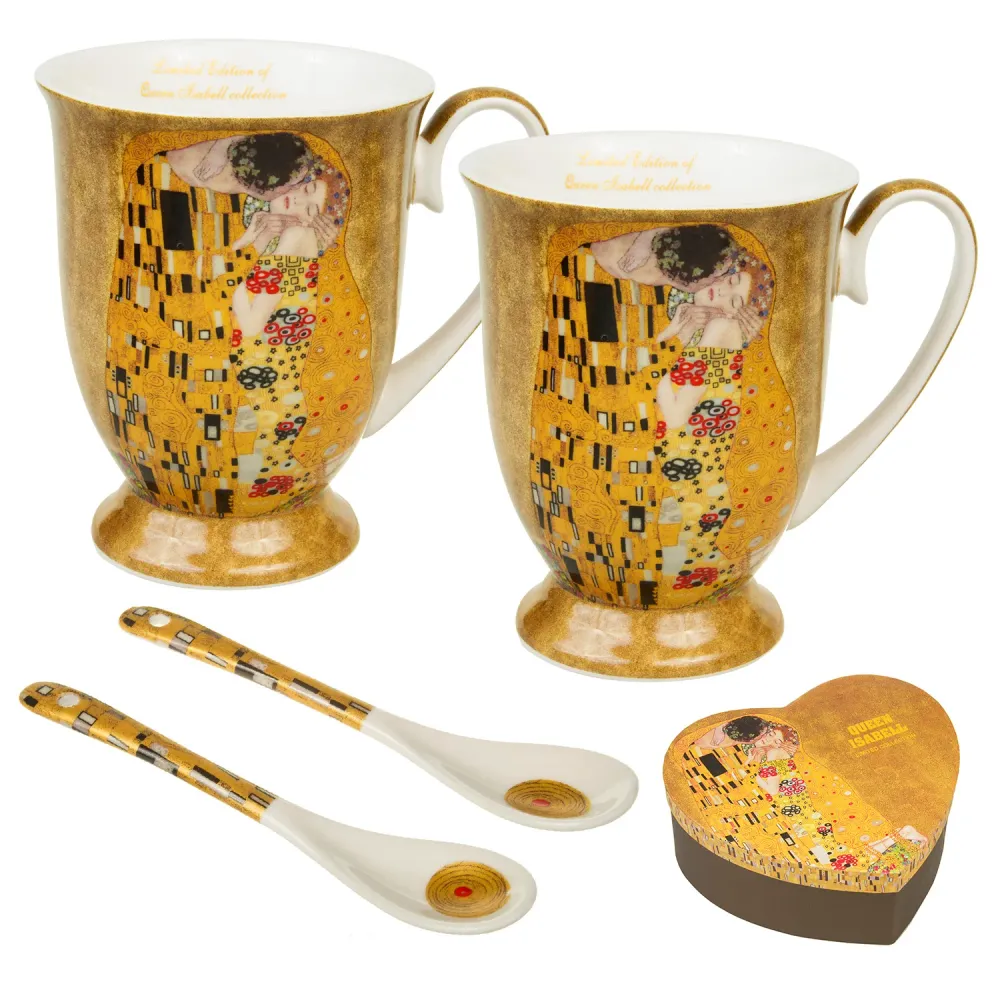 Accessori per Latte Espresso Gustav Klimt Porcelain Cup Set Teaspoons