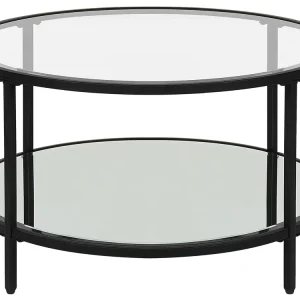 Accessori per Latte Tavolino da caffè vetro e nero ⌀ 70 cm BIRNEY