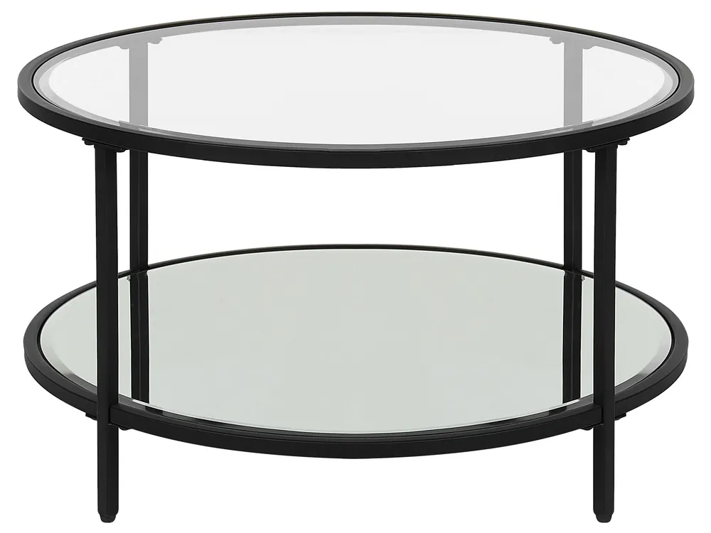 Accessori per Latte Tavolino da caffè vetro e nero ⌀ 70 cm BIRNEY