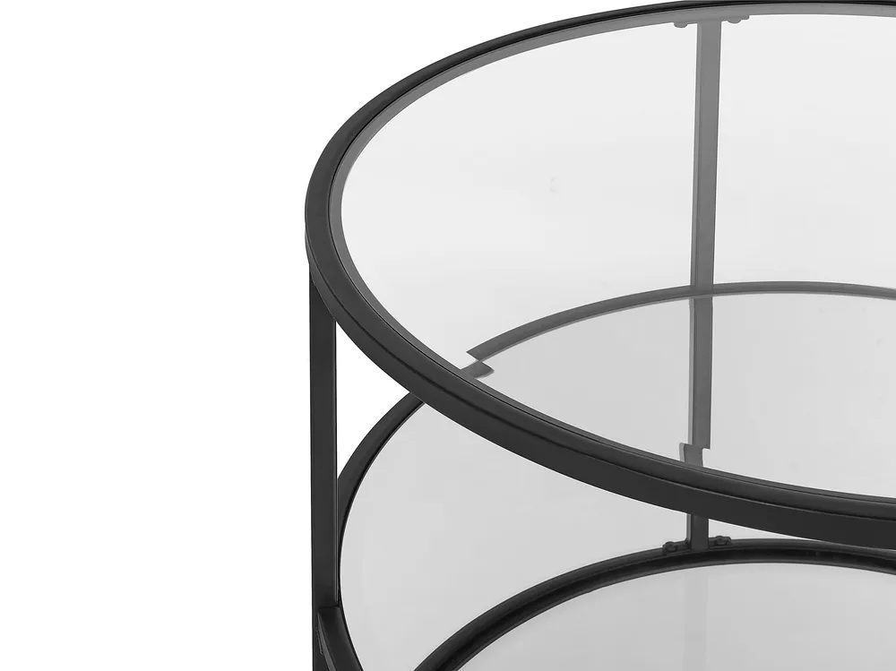 Accessori per Latte Tavolino da caffè vetro e nero ⌀ 70 cm BIRNEY