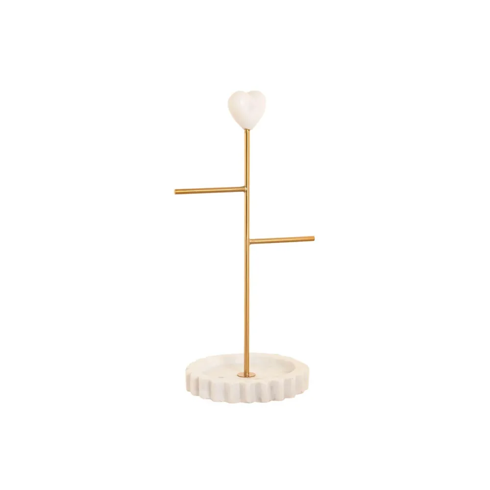 Portagioie Verticale Home ESPRIT Bianco Dorato Metallo 16 x 13 x 32 cm