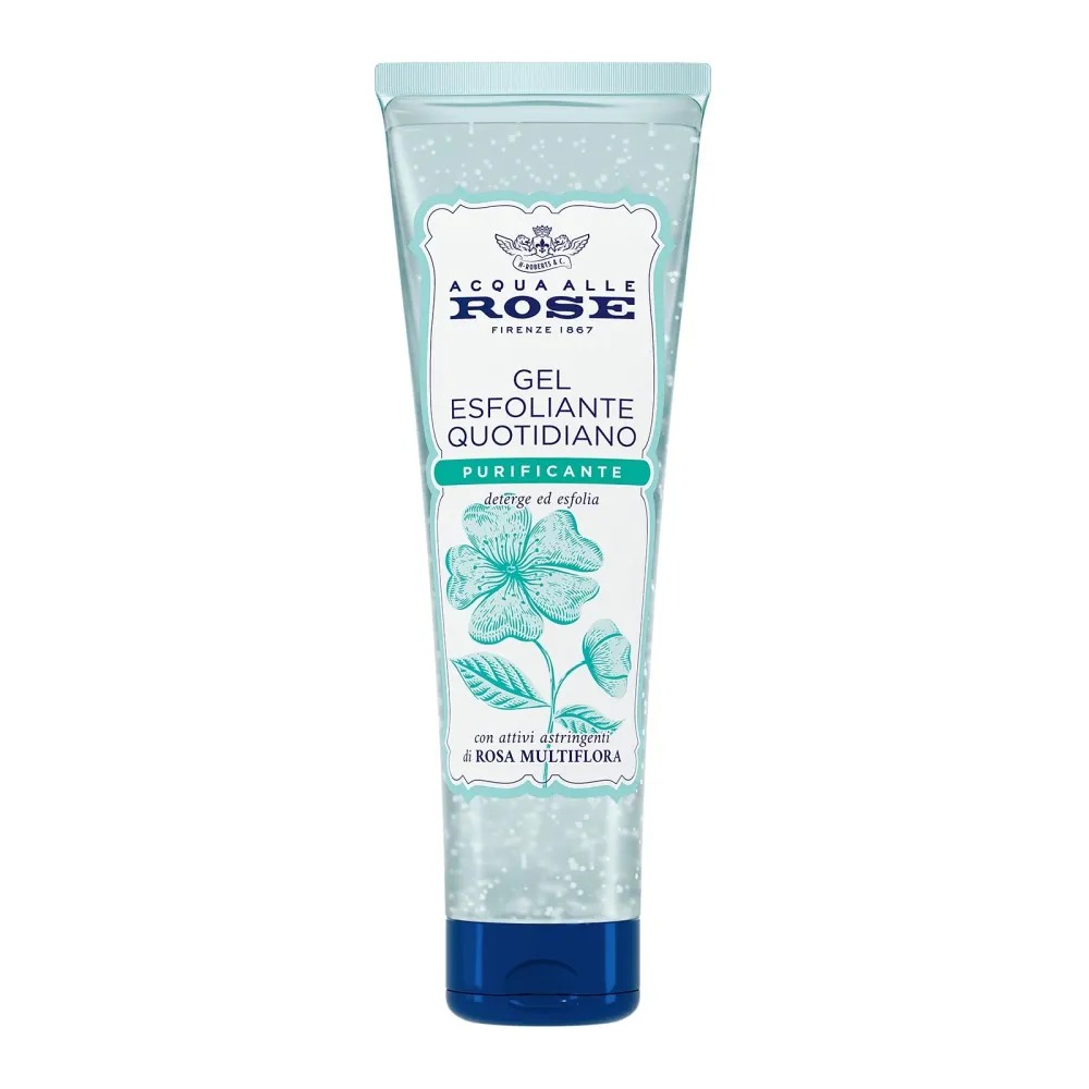 Acqua alle Rose, Gel Esfoliante Quotidiano Purificante per Pelli Normali, Miste o Grasse, Scrub Viso Delicato con Attivi A...