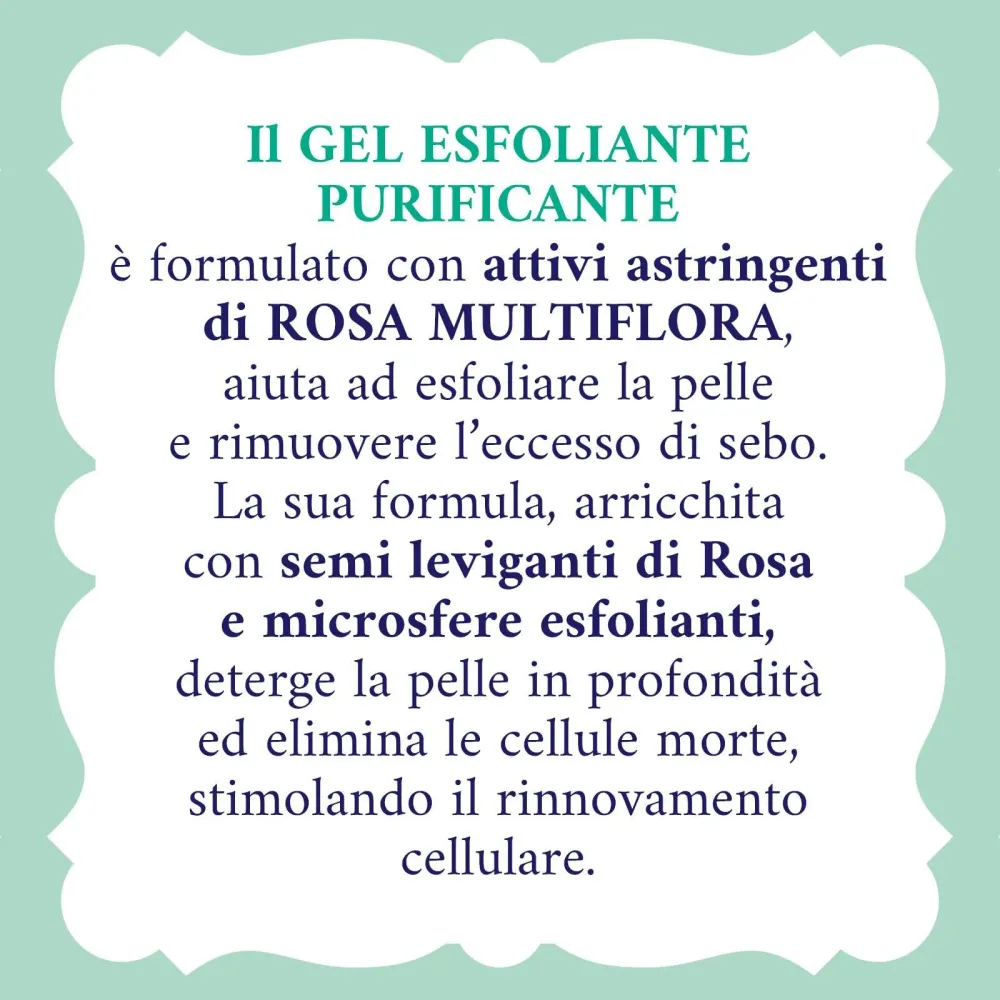 Acqua alle Rose, Gel Esfoliante Quotidiano Purificante per Pelli Normali, Miste o Grasse, Scrub Viso Delicato con Attivi A...