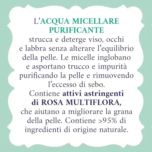 Acqua alle Rose, Linea Viso Purificante per Pelli con Imperfezioni, con Attivi Astringenti di Rosa Multiflora per Opacizzare