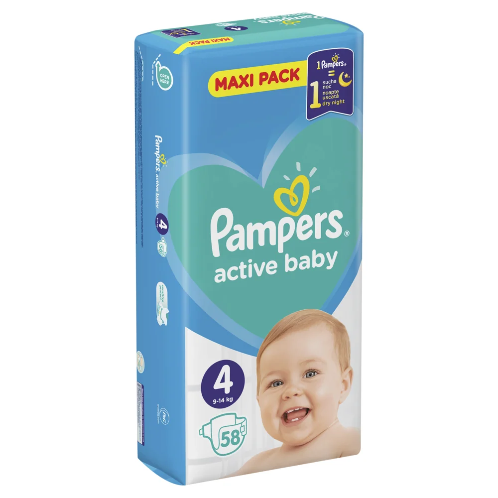 Pannolini Attivi Taglia 4 Pampers 58 Pezzi