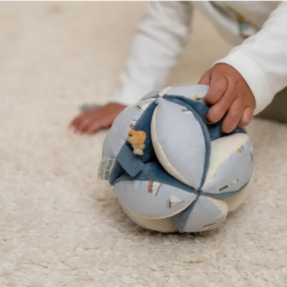 Little Dutch - Palla Sensoriale Stoffa Sonaglio - Gripping Ball - Celeste