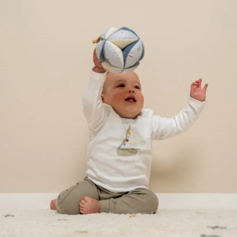 Little Dutch - Palla Sensoriale Stoffa Sonaglio - Gripping Ball - Celeste