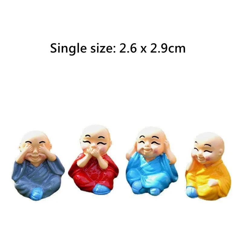 4 Pcs/set Little Monk Resin Crafts Micro Landscape DIY Ornaments Flower Pot Garden Decoration Buddhist Monk Miniature