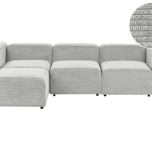 Divano componibile velluto coste grigio 3 posti con pouf FALSTERBO
