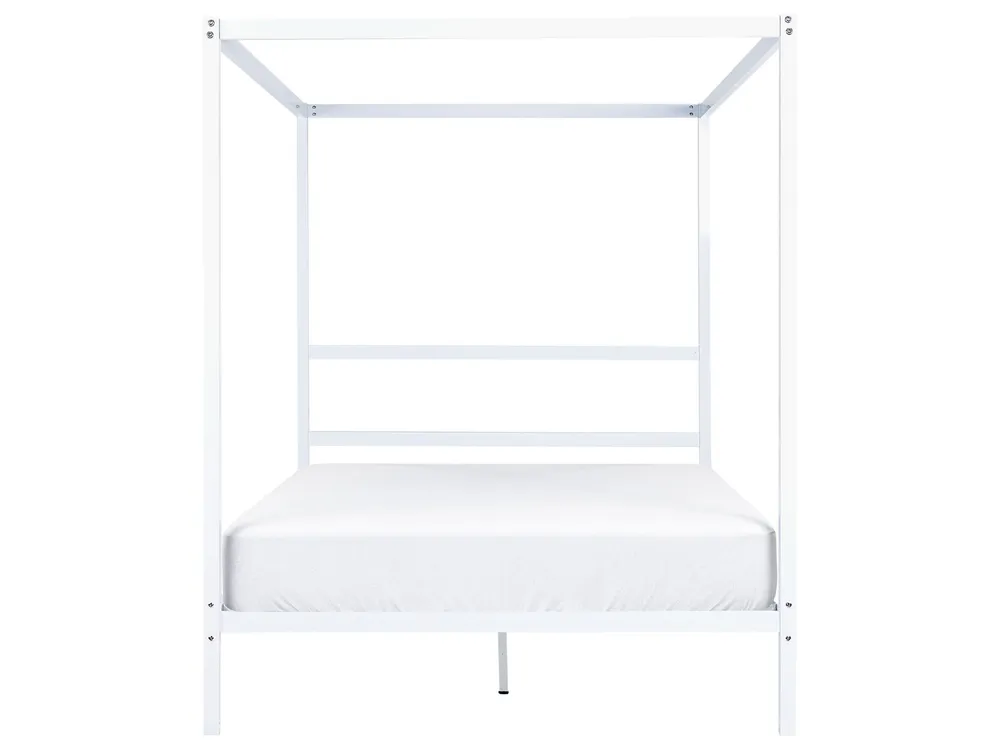 Metal EU Double Size Canopy Bed White LESTARDS