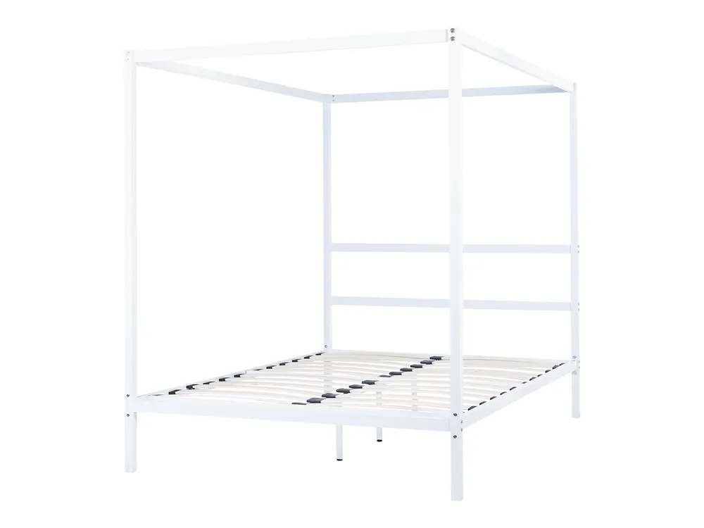 Metal EU Double Size Canopy Bed White LESTARDS